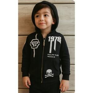 Philipp Plein Junior Black & White Designer Hoodie- Made in Turkey